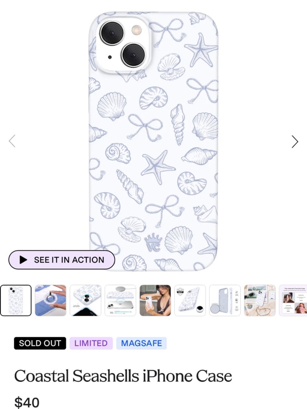 Velvet Caviar Coastal Seashells iPhone Case - White & Light Blue